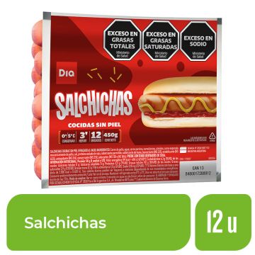 Salchichas Dia Cocidas sin Piel x 12 Ud.