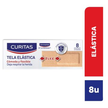 Apósitos adhesivos Curitas Tela elástica Ideal para Heridas 8 Ud.