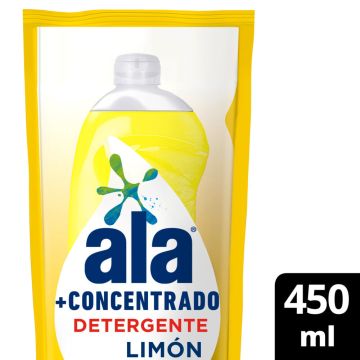 Detergente Líquido Ala + Concentrado Repuesto Limón 450 Ml.
